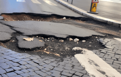 Voragine su marciapiede in via Augusto Dulceri a Roma: disagi e pericoli per i pedoni