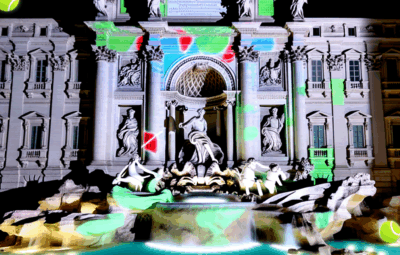 Video mapping alla Fontana di Trevi: Roma celebra gli Internazionali di Tennis 2024 con uno spettacolo unico