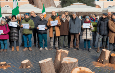 Alberi tagliati all’Eur: proteste dei cittadini contro l’abbattimento degli alberi a Roma