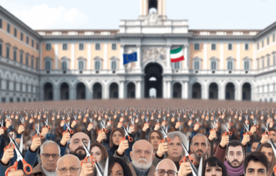 Protesta a Montecitorio: Mille Forbici contro il taglio della democrazia
