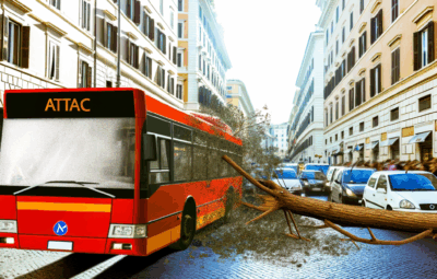 Roma, ramo cade su autobus Atac in via Tito: paura tra i passeggeri e traffico in tilt